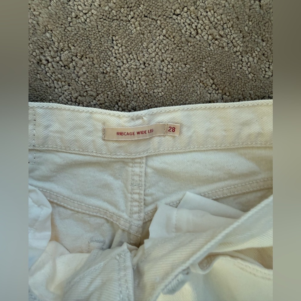 Levi’s Ribcage Wide Leg Jeans - Off White size 28 - Picture 5 of 6